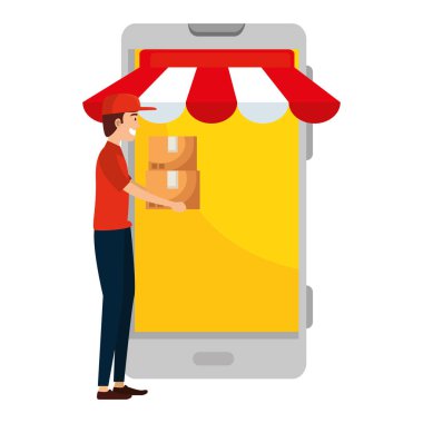 akıllı telefon ile teslimat işçi kaldırma kutuları