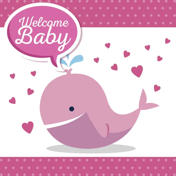 Ballena con corazones y mensaje de burbuja de chat — Vector de stock