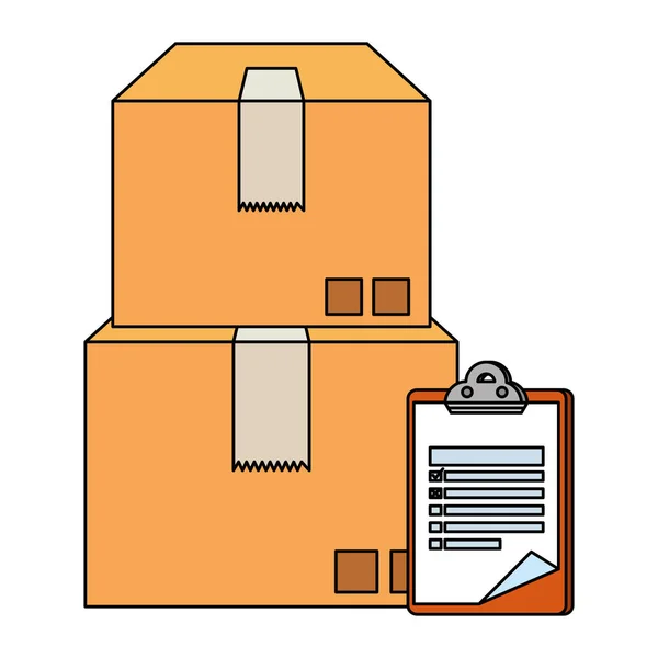 Cajas de cartón con servicio de entrega lista de verificación — Archivo Imágenes Vectoriales