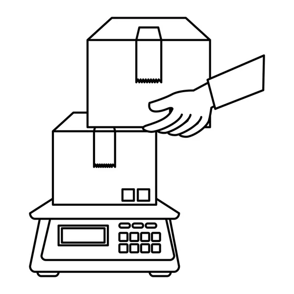 Ручной подъем коробки в весе — стоковый вектор