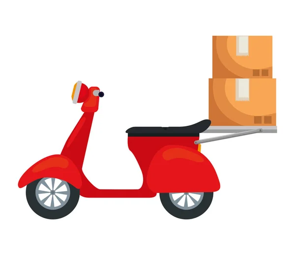 Moto scooter con box consegna servizio — Vettoriale Stock