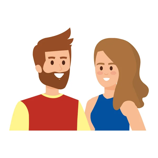Νέοι εραστές ζευγάρι avatars χαρακτήρες — Διανυσματικό Αρχείο