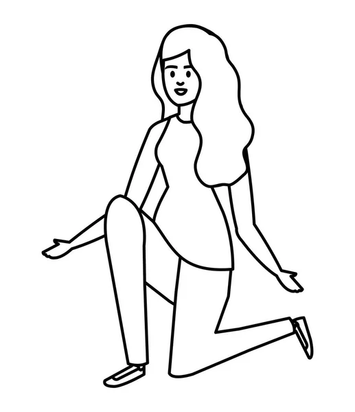 Mujer joven personaje femenino icono — Vector de stock