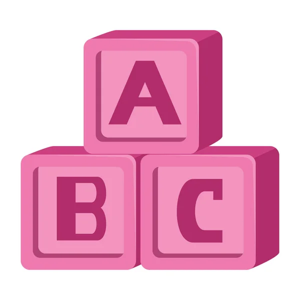 Alphabet blocks toys baby icons — Stock Vector