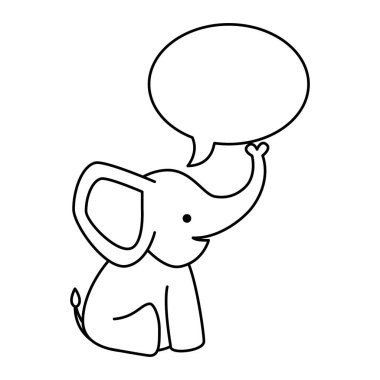 konuşma balonu ile sevimli küçük fil