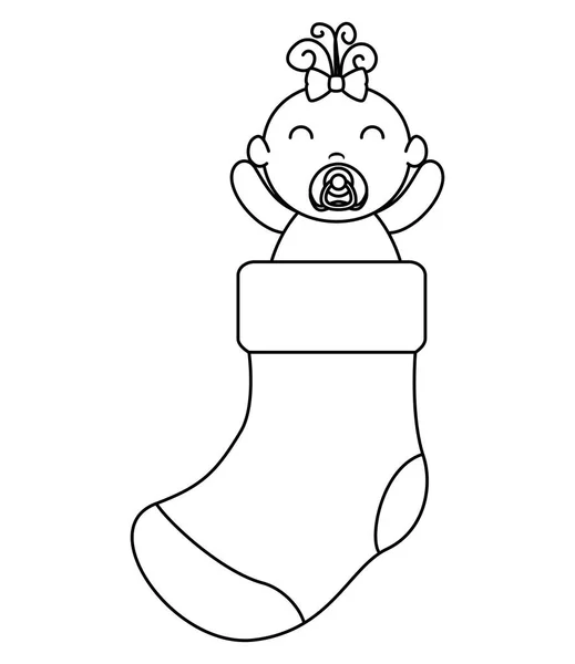 Çorap sevimli küçük bebek kız — Stok Vektör