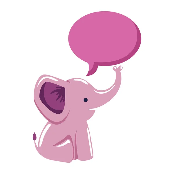 Pequeno elefante bonito com bolha de fala — Vetor de Stock