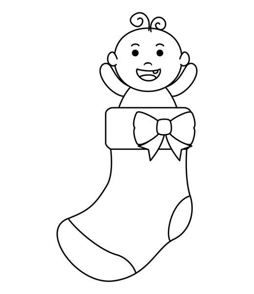 Roztomilej chlapeček v ponožce — Stockový vektor