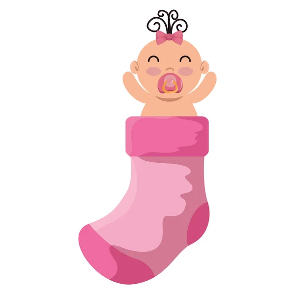靴下でかわいい女の赤ちゃんの女の子 — ストックベクタ