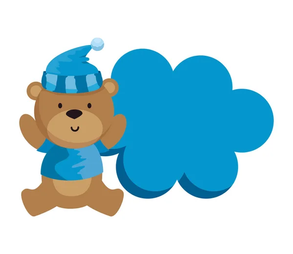 Маленький ведмідь Тедді з капелюхом — стоковий вектор