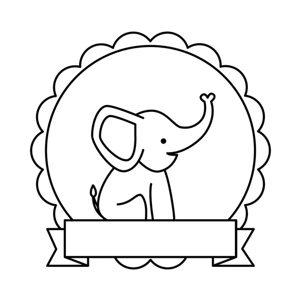 Кружево с милым маленьким слоновьим характером — стоковый вектор