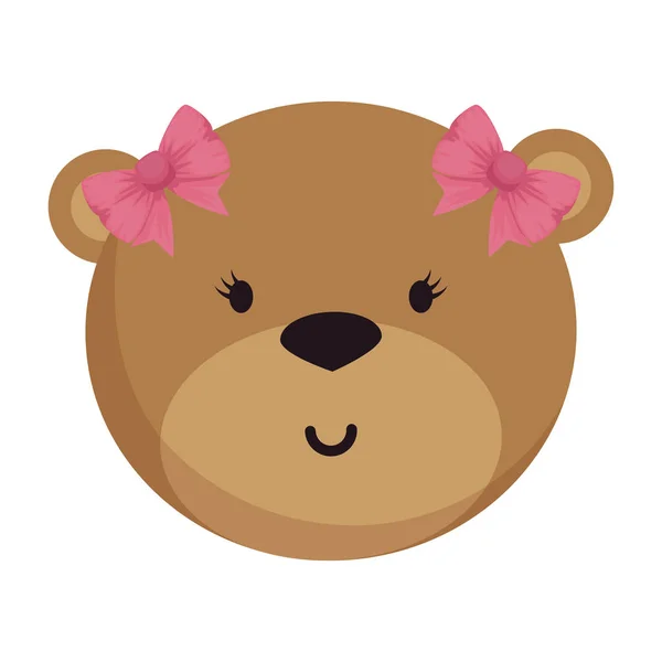 Little female bear teddy with bows — Stock Vector