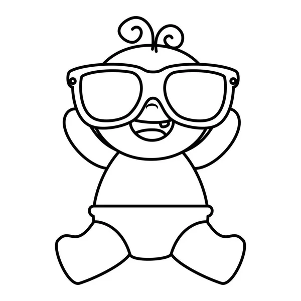 Lindo niño pequeño con gafas de sol — Vector de stock