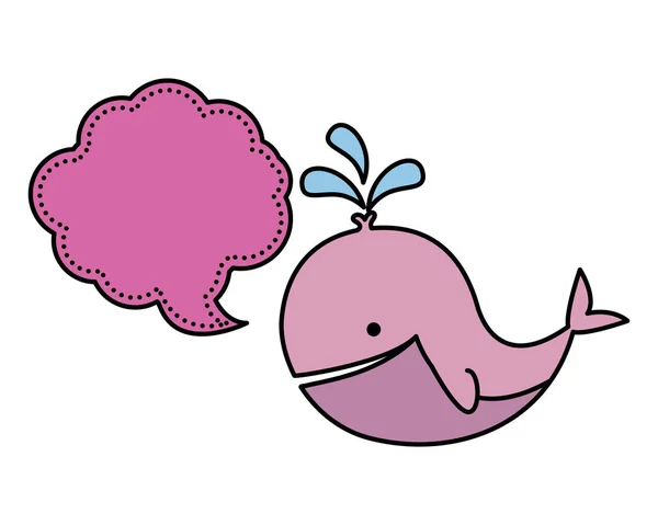 Carino balena animale bambino con discorso bolla — Vettoriale Stock