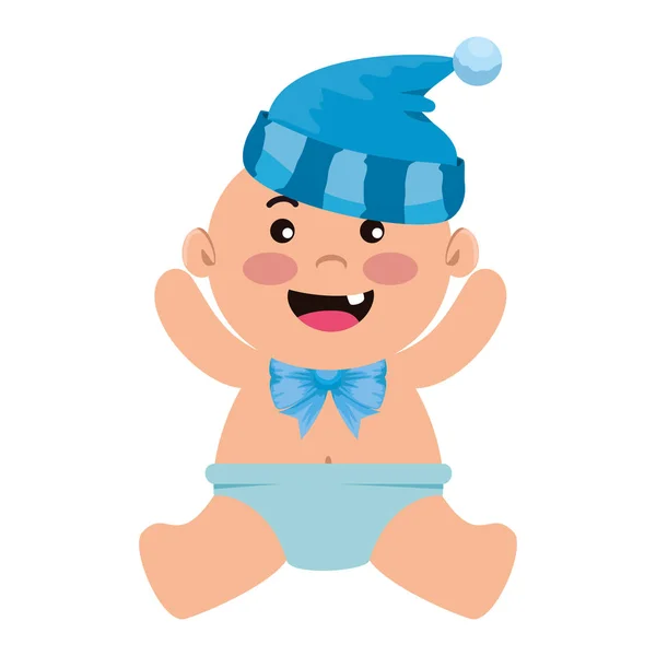 Cute little baby boy with hat — Stock Vector