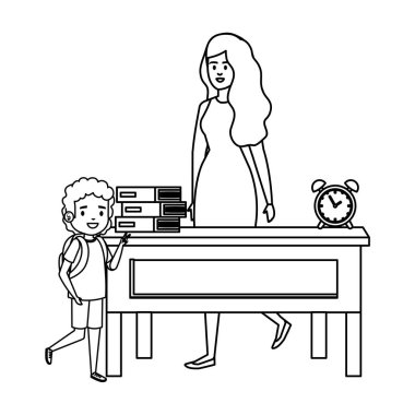 masada kadın öğretmen ile mutlu öğrenci çocuk