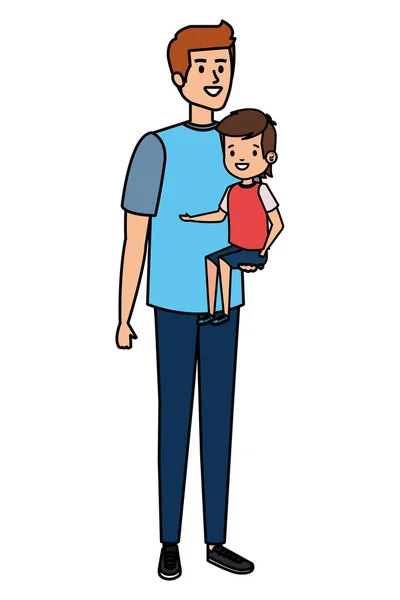 Niño estudiante feliz con maestro masculino — Vector de stock