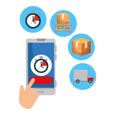 teslim uygulaması ve simgeleri ile akıllı telefon kullanarak el