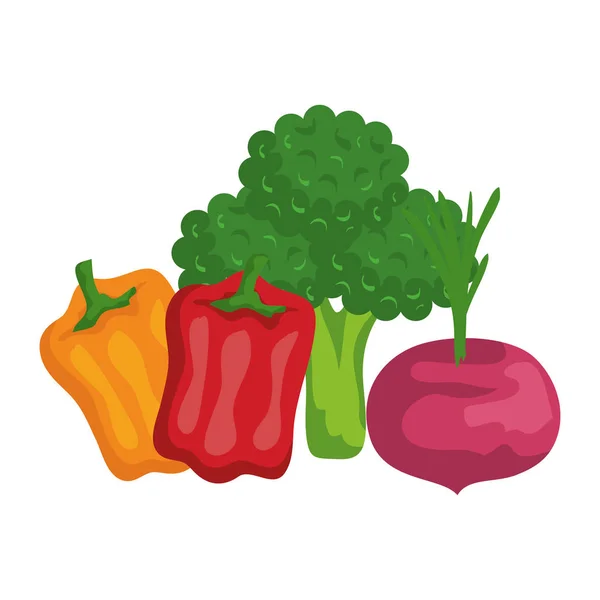 Frisches Gemüse gesunde Lebensmittel Ikonen — Stockvektor