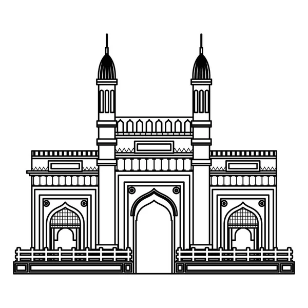 Jama masjid famous building icon — Stock Vector