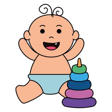 kazık halkaları ile sevimli küçük bebek çocuk