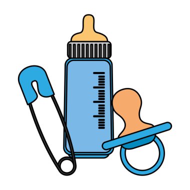 emzik ve çamaşır iğnesi ile bebek sütü şişesi