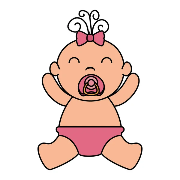 Lindo pequeño bebé niña carácter — Vector de stock