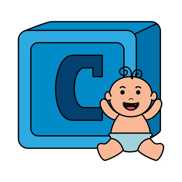 Alfabetet block leksak med Baby Boy — Stock vektor