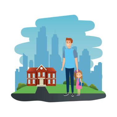 okul açık erkek öğretmen ile mutlu öğrenci kız