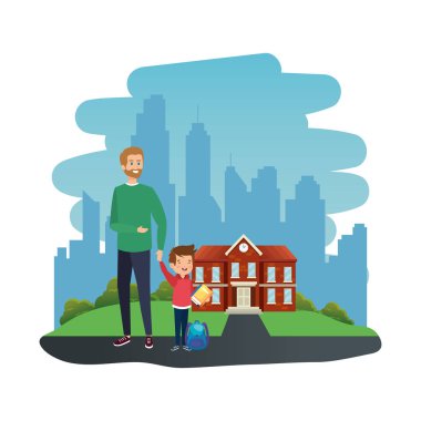 okul açık erkek öğretmen ile mutlu öğrenci çocuk