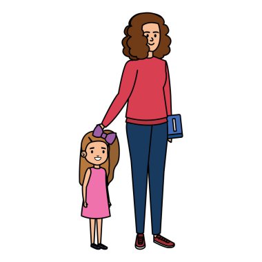 kadın öğretmen ile mutlu öğrenci kız