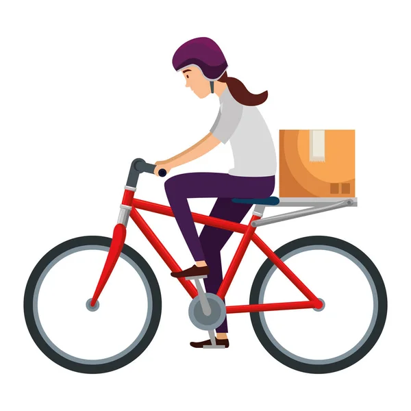 Repartidor en transporte de bicicletas con caja — Archivo Imágenes Vectoriales
