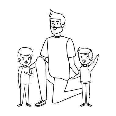 Erkek öğretmen ile mutlu öğrenciler çocuklar