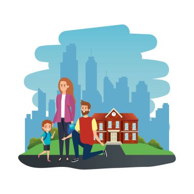 okul açık çift öğretmen ile mutlu öğrenci çocuk