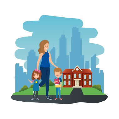 okul açık kadın öğretmen ile mutlu öğrenciler çocuklar