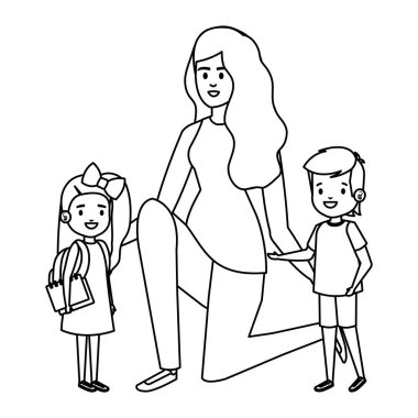 kadın öğretmen ile mutlu öğrenciler çocuklar