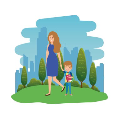 manzara kadın öğretmen ile mutlu öğrenci çocuk