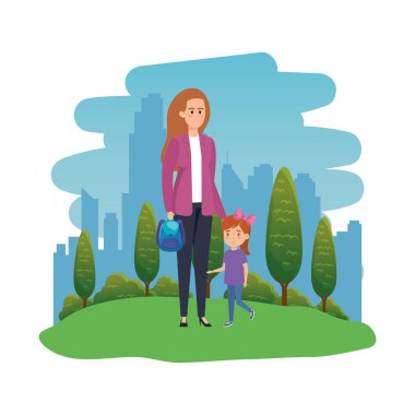 manzara kadın öğretmen ile mutlu öğrenci kız