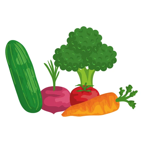 Fresh vegetables healthy food icons — Stock Vector