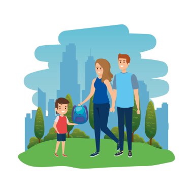 manzara çift öğretmen ile mutlu öğrenci çocuk