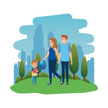 manzara çift öğretmen ile mutlu öğrenci çocuk