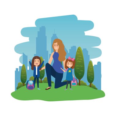 manzara kadın öğretmen ile mutlu öğrenciler kızlar