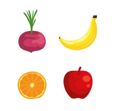 muz ve elma ile portakal ile soğan seti