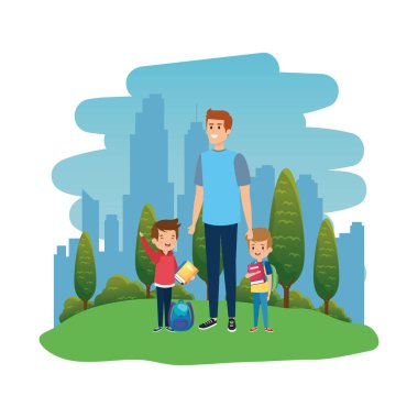 manzara erkek öğretmen ile mutlu öğrenciler erkek