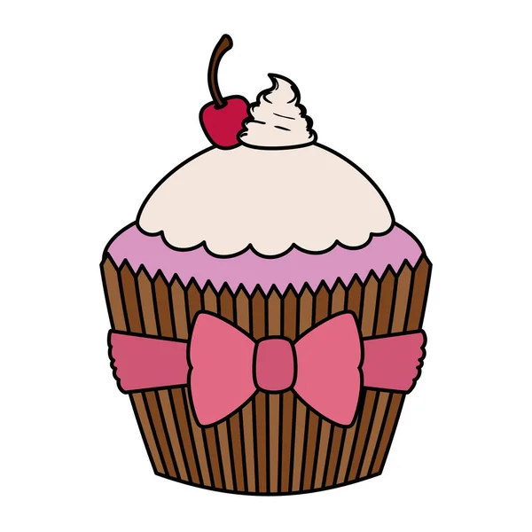 Süße leckere Cupcake Gebäck Symbol — Stockvektor
