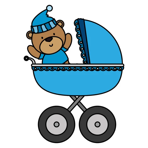 Orsacchiotto piccolo nel carrello bambino — Vettoriale Stock