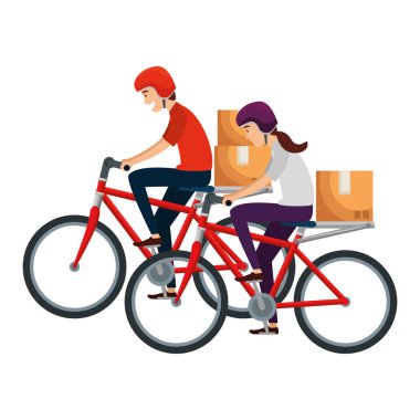 bisiklet teslimat işçileri kutuları ile taşıma