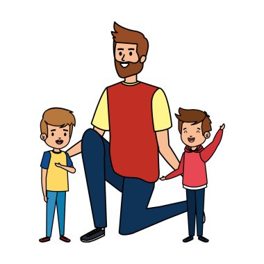 Erkek öğretmen ile mutlu öğrenciler çocuklar