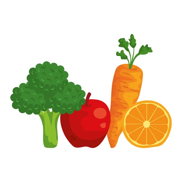 Verduras y frutas frescas alimentos saludables — Vector de stock