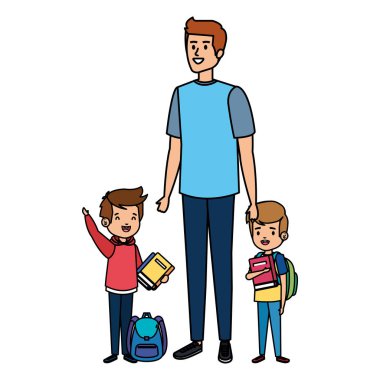 Erkek öğretmen ile mutlu öğrenciler çocuklar